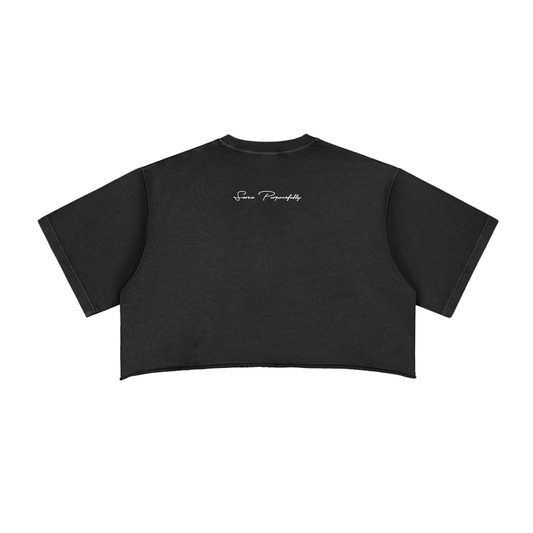 Women Washed Raw Edge Crop Top