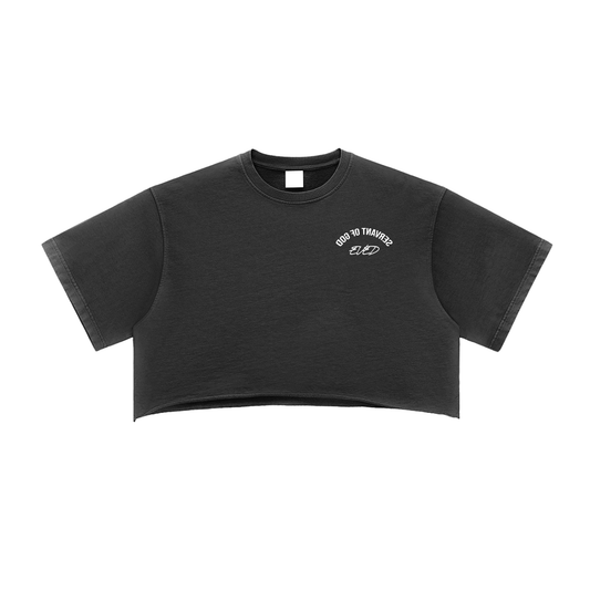 Women Washed Raw Edge Crop Top