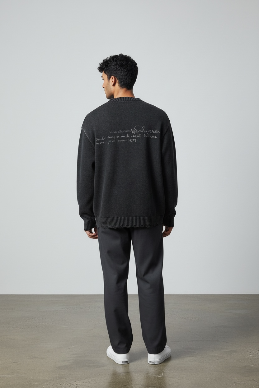 Rebbe Vintage Washed Hand-Frayed Sweater