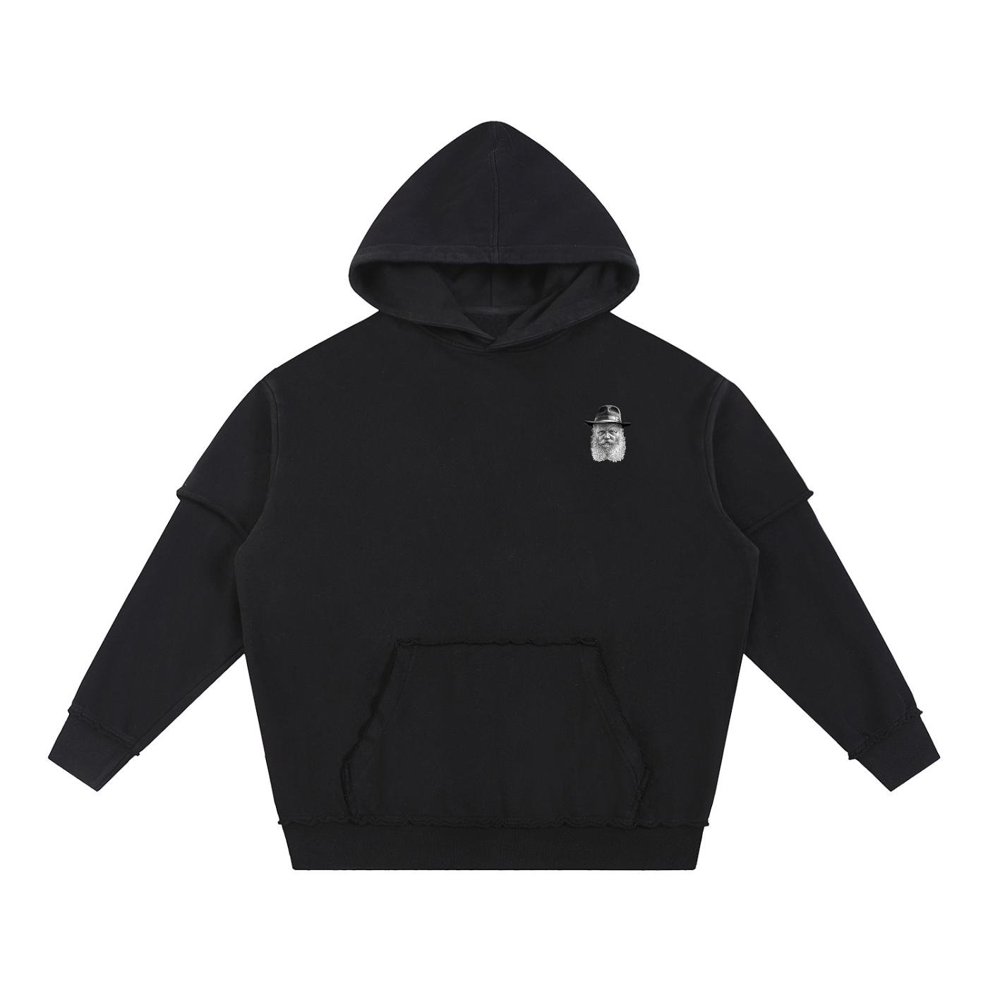 Rebbe Washed Raw Edge Double Layered Hoodie