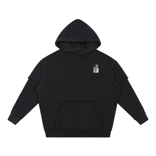 Rebbe Washed Raw Edge Double Layered Hoodie