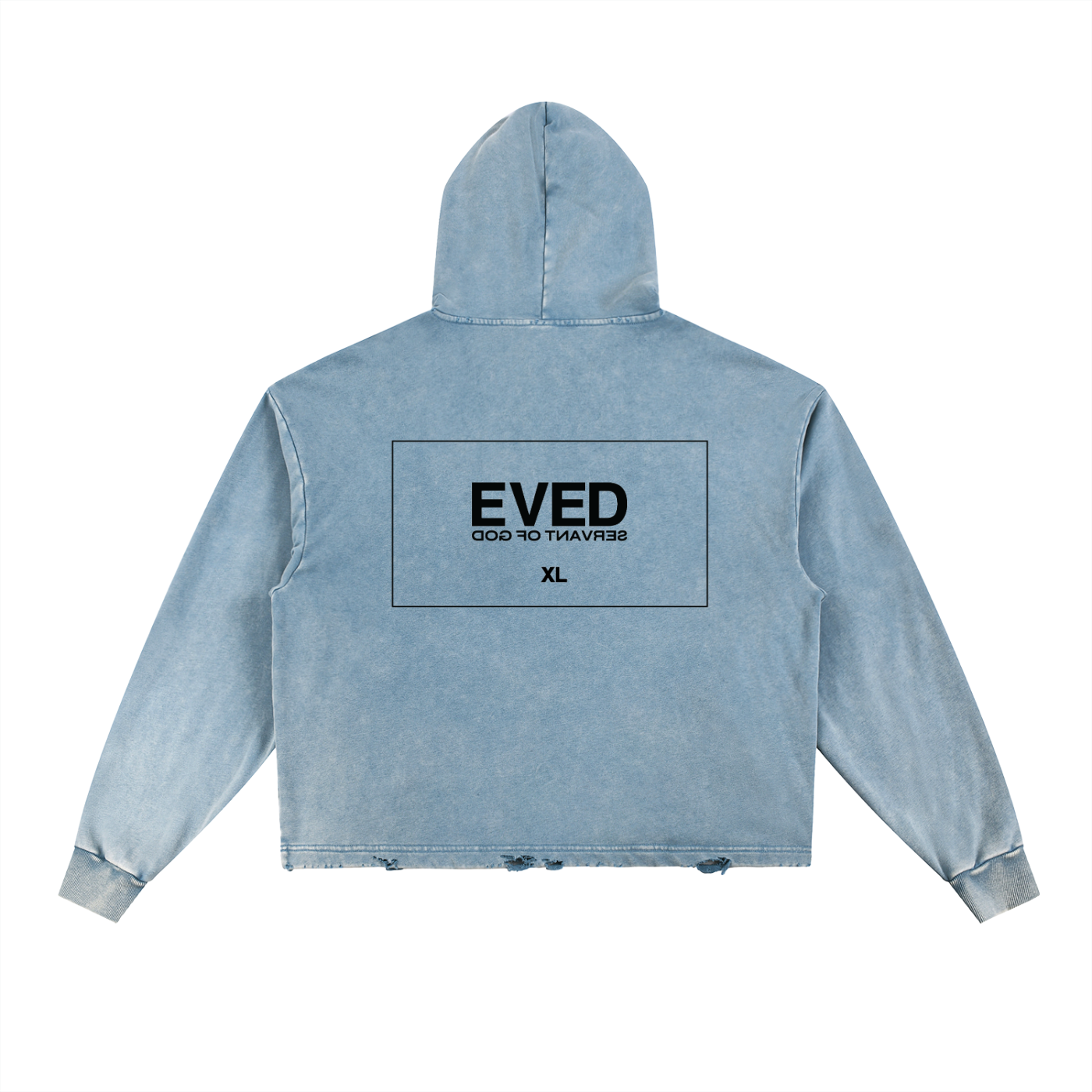 Coby Crop Vintage Washed Frayed Hoodie