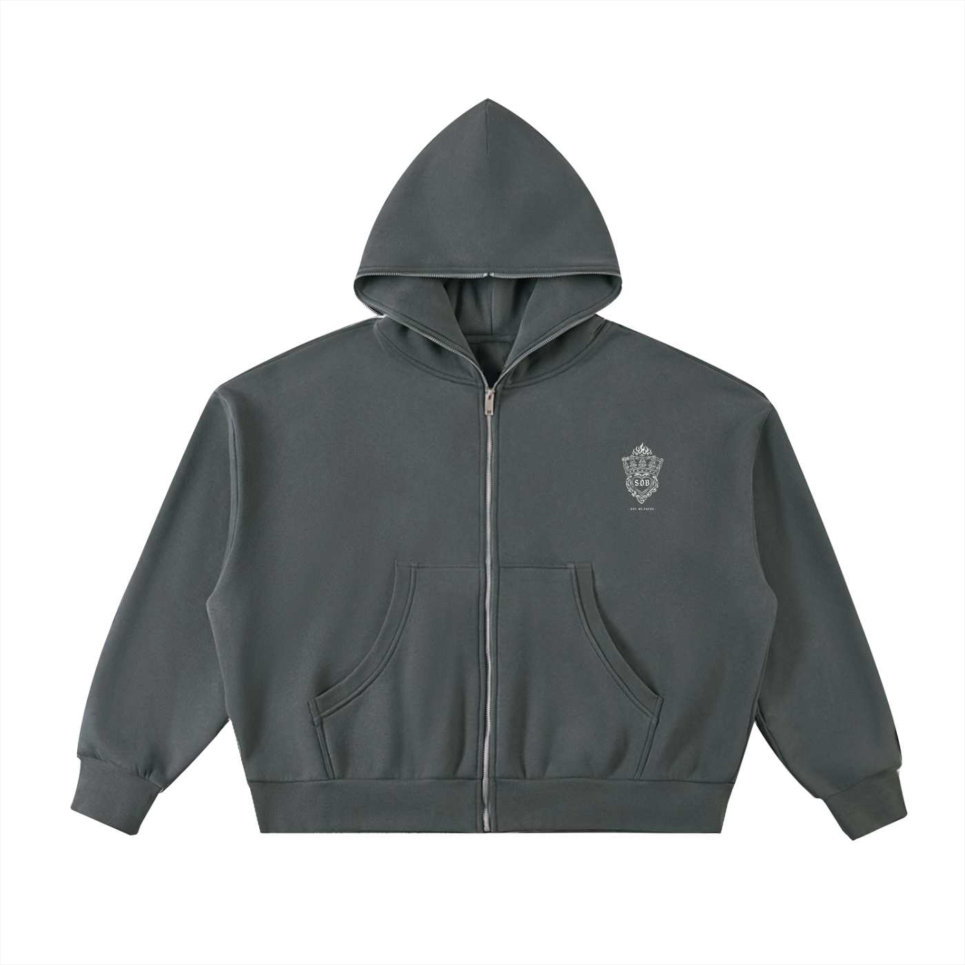 SOB Fleeced Full-Zip Boxy Hoodie