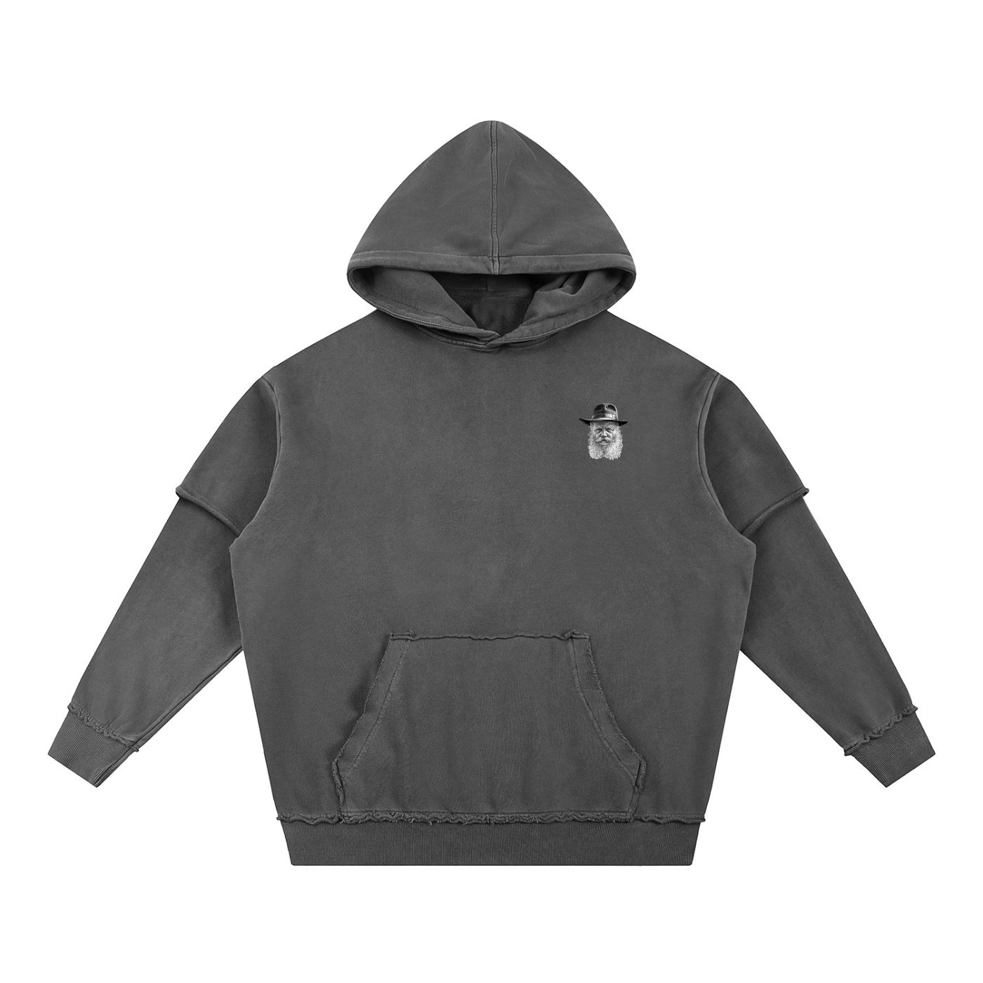 Rebbe Washed Raw Edge Double Layered Hoodie